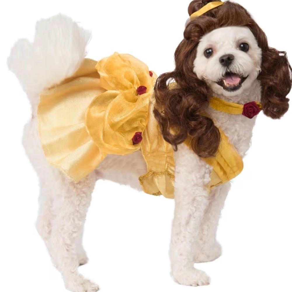 Disney Princess Belle Dog Costume with Brown Wig🤎💛 NWOT
